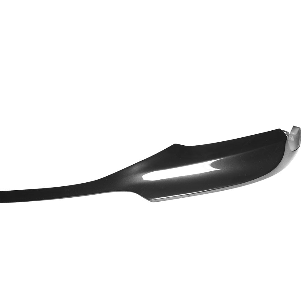 K2 Industries BMW F10 5 Series M Sport Mtech V Style front bumper lip spoiler, black, with textured finish and aerodynamic design.