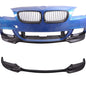 K2 Industries BMW F10 5 Series M Sport V Style front bumper lip spoiler for 2012-2016 models, carbon fiber finish.