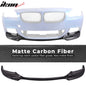 K2 Industries BMW F10 5 Series M Sport Mtech V Style front bumper lip spoiler for 2012-2016 model, black with detailed design