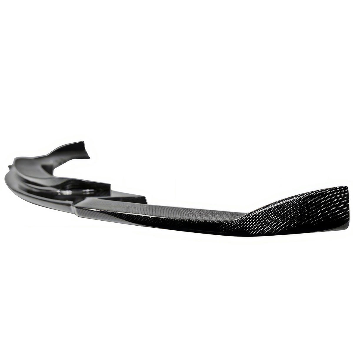 BMW F30 3 Series M Sport front bumper lip spoiler by K2 Industries, made of carbon fiber, shown on a 2012-2018 model.