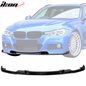 K2 Industries BMW F30 3 Series M Sport front bumper lip spoiler in black, designed for 2012-2018 models, with a sleek, aerodynamic look.
