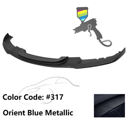 K2 Industries BMW F30 3 Series M Sport front bumper lip chin spoiler, black, designed for 2012-2018 models, enhances sporty appearance.