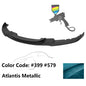 K2 Industries BMW F30 3 Series M Sport front bumper lip spoiler, black, with aerodynamic design and mounting details.