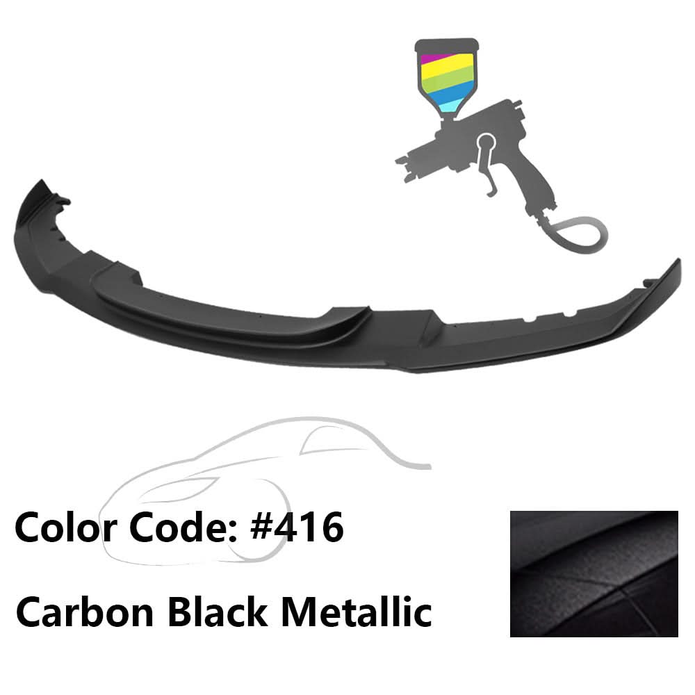 K2 Industries BMW F30 3 Series M Sport front bumper lip chin spoiler, black, mounted on the vehicle's front bumper.