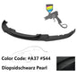 K2 Industries BMW F30 3 Series M Sport front bumper lip chin spoiler, black, installed on vehicle for sporty styling.