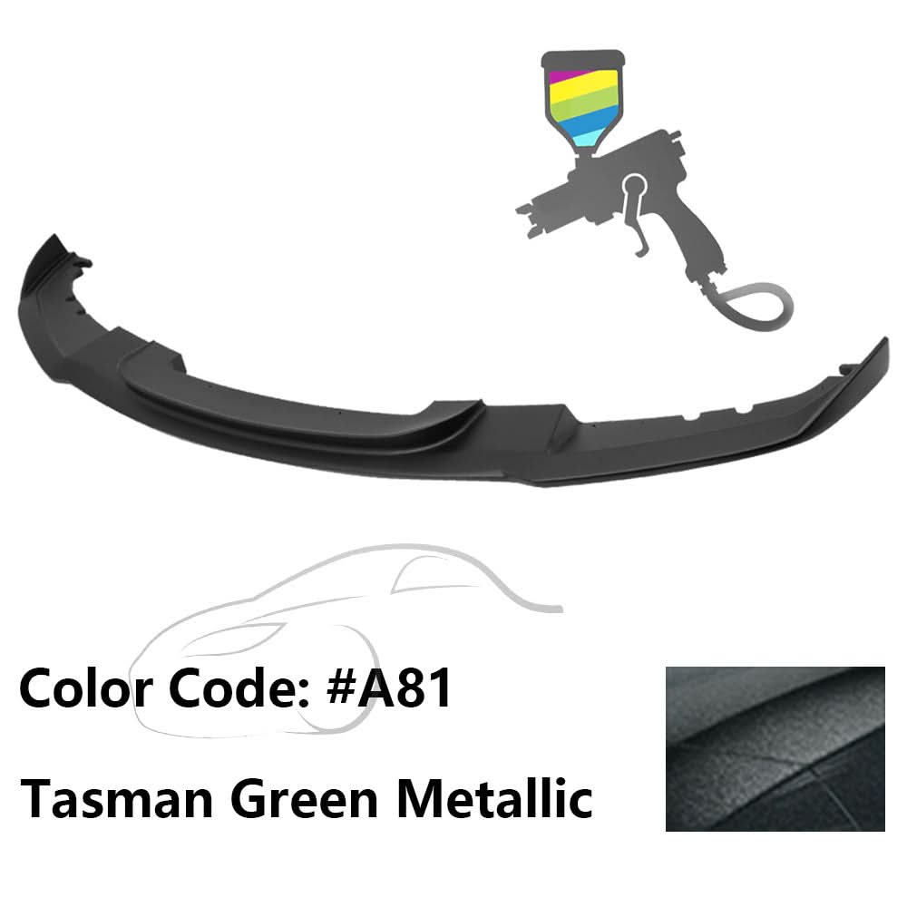 K2 Industries BMW F30 3 Series M Sport front bumper lip chin spoiler, black, installed on vehicle for sporty appearance.