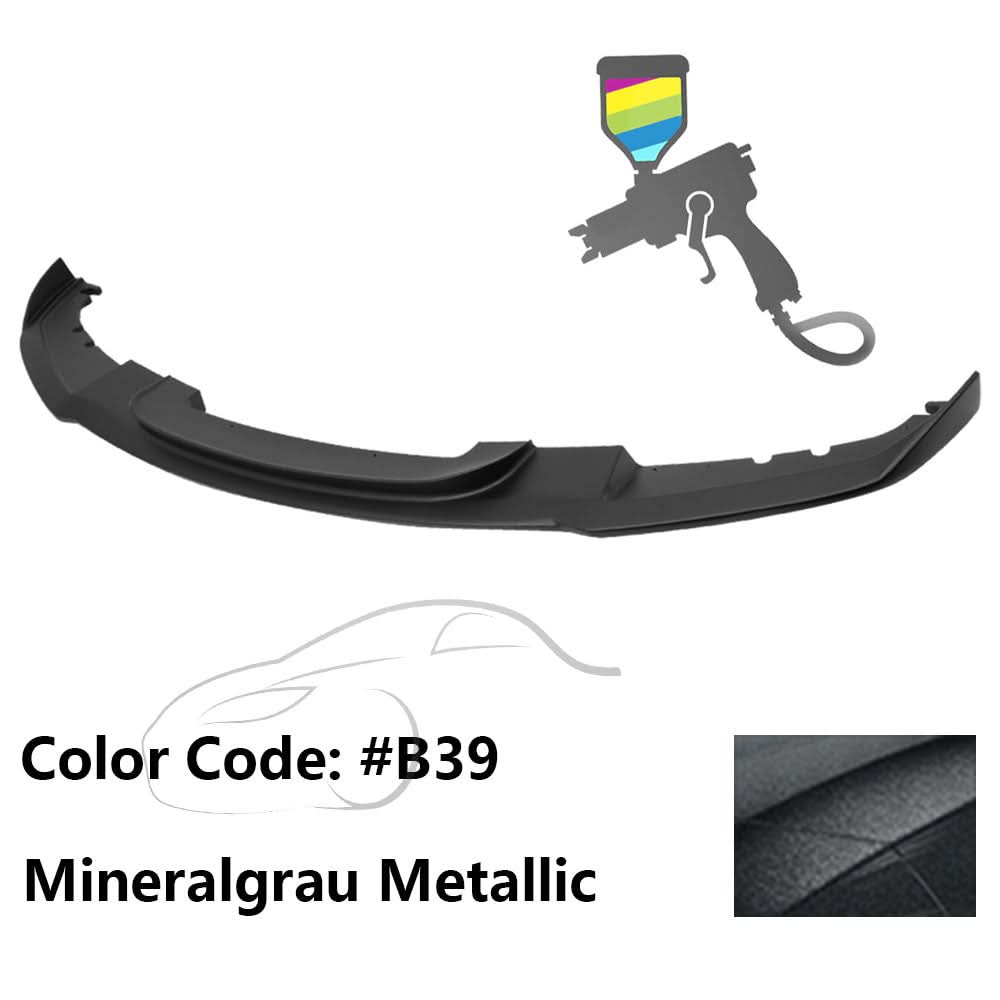 K2 Industries BMW F30 3 Series M Sport front bumper lip spoiler, black matte finish, enhancing car's sporty appearance.