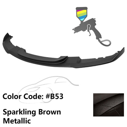 K2 Industries BMW F30 3 Series M Sport front bumper lip chin spoiler, black plastic, enhances sporty appearance.
