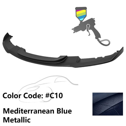 K2 Industries BMW F30 3 Series M Sport front bumper lip spoiler, black finish, designed for 2012-2018 BMW F30 models.