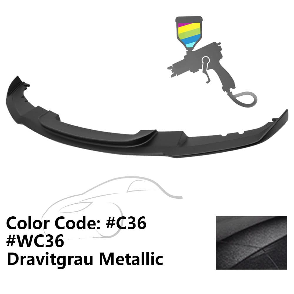 K2 Industries BMW F30 3 Series M Sport front bumper lip spoiler, black, designed for 2012-2018 models, enhances sporty appearance.