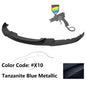 K2 Industries BMW F30 3 Series M Sport front bumper lip spoiler, black, installed on car showing close-up of the chin spoiler.