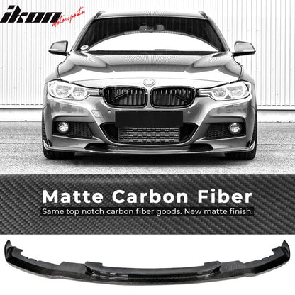 K2 Industries BMW F30 3 Series M Sport front bumper lip spoiler, black with subtle contours, designed for 2012-2018 models.