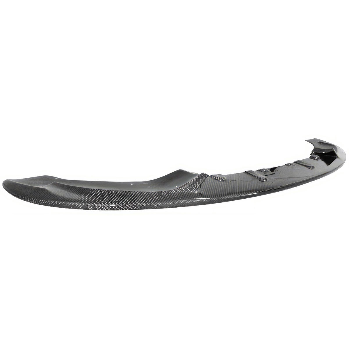 K2 Industries carbon fiber front bumper lip splitter for BMW F80 M3, F82 M4, and F83 M4 models, showing sleek aerodynamic design.