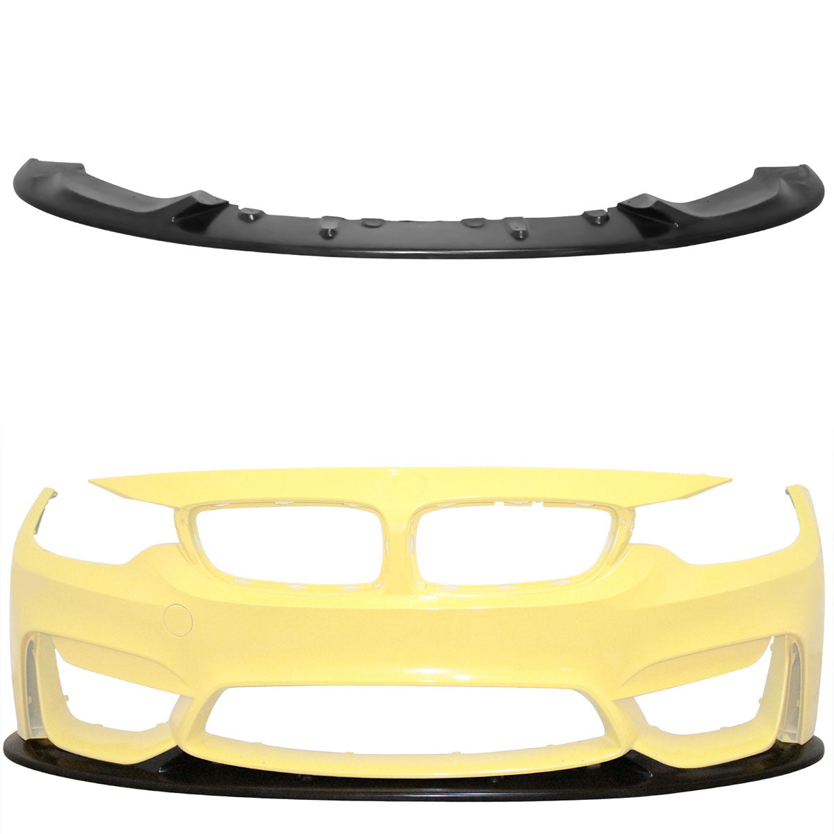 K2 Industries BMW F80 M3 F82 M4 front bumper lip splitter, black polyurethane, for 2015-2020 BMW F80, F82, F83 models, spoilers.