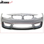 K2 Industries BMW F80 M3 F82 M4 MDP style PU front bumper lip spoiler on a car, with a black finish and subtle side borders.