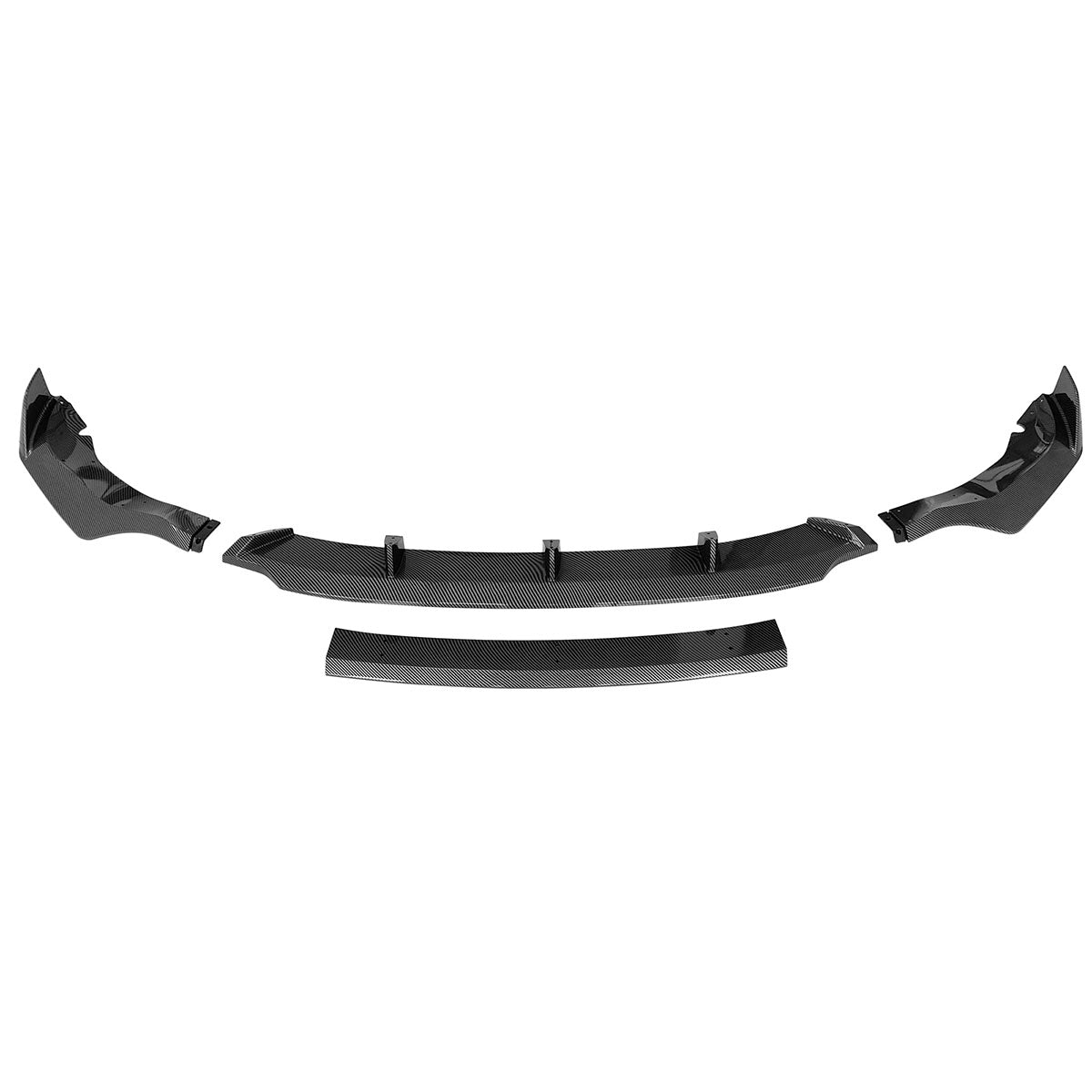 K2 Industries BMW G05 X5 M Sport front bumper lip spoiler in gloss black, four-piece set for 2019-2021 models.