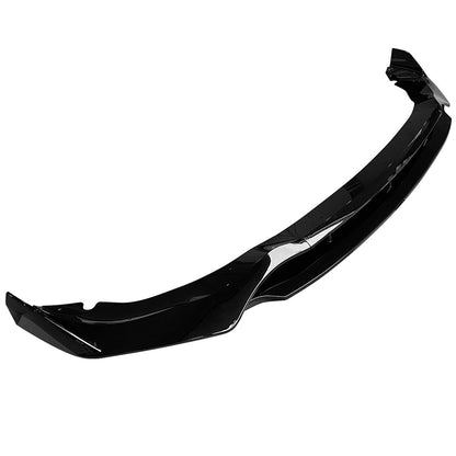 K2 Industries gloss black front bumper lip spoiler for BMW G05 X5 M Sport 2019-2021, 4-piece set, enhances sporty front end.