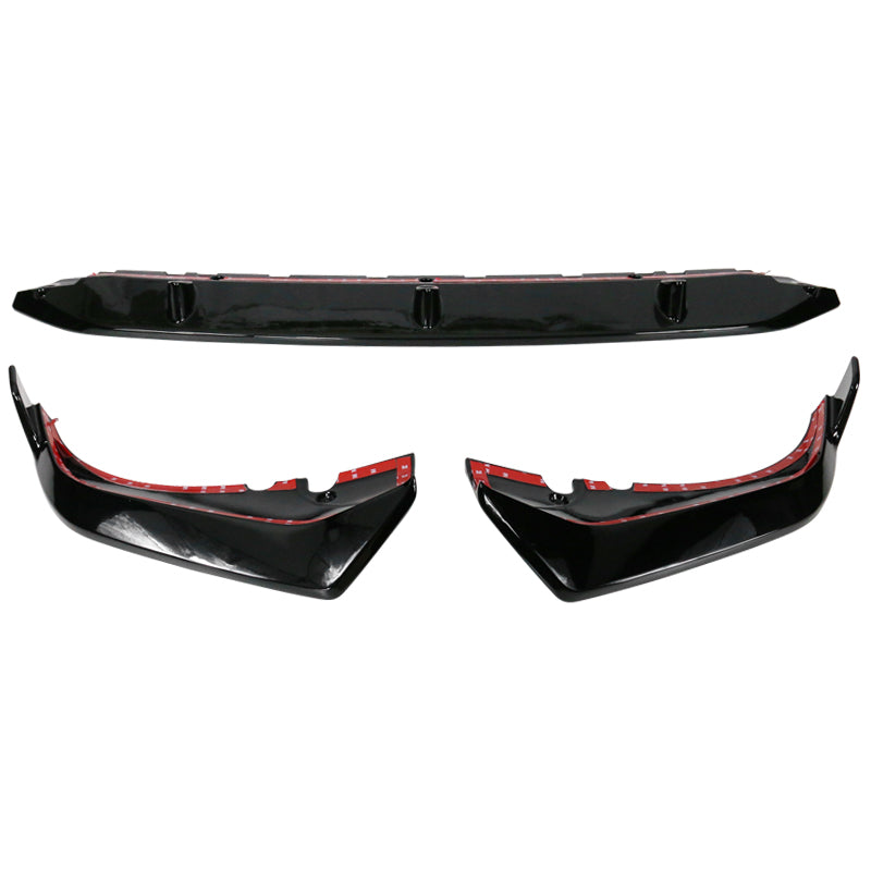 BMW G07 X7 M Sport gloss black ABS front bumper lip spoiler by K2 Industries, showing the sleek, aerodynamic design.