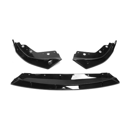 Black front lip for BMW G20 M340i 2023-2025 by K2 Industries, made of durable PP, designed for a sleek, sporty appearance.