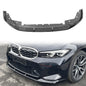 Black 2023-2025 BMW G20 M Sport M340i front lip spoiler by K2 Industries, 2-piece M Performance design for sporty look.