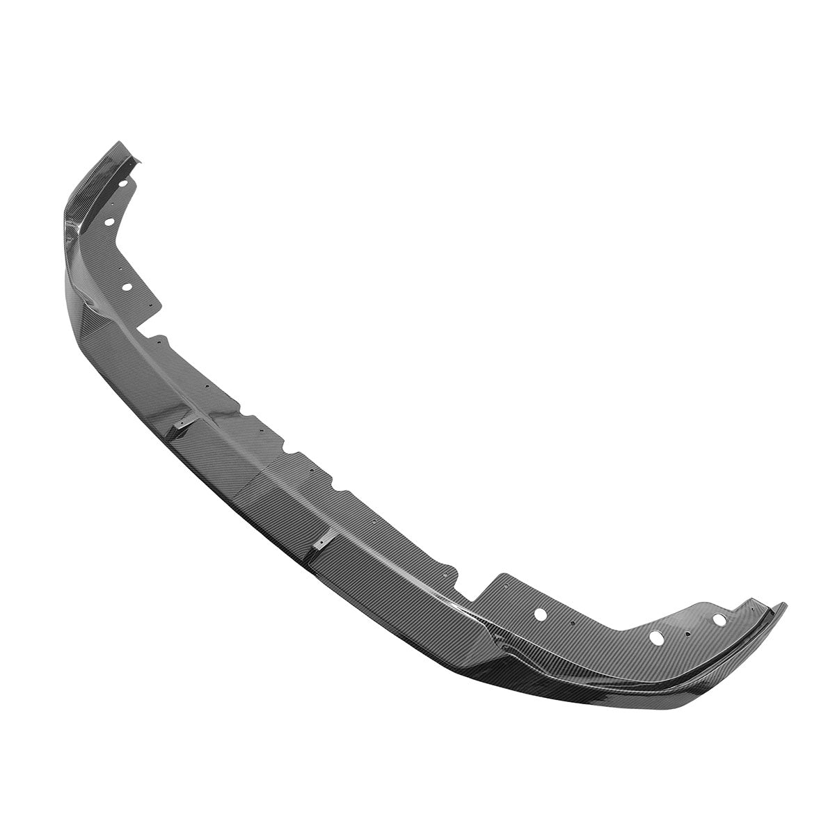 Black BMW G20 M Sport M340i front lip spoiler, 2023-2025, two-piece M Performance design by K2 Industries, enhances sporty look.
