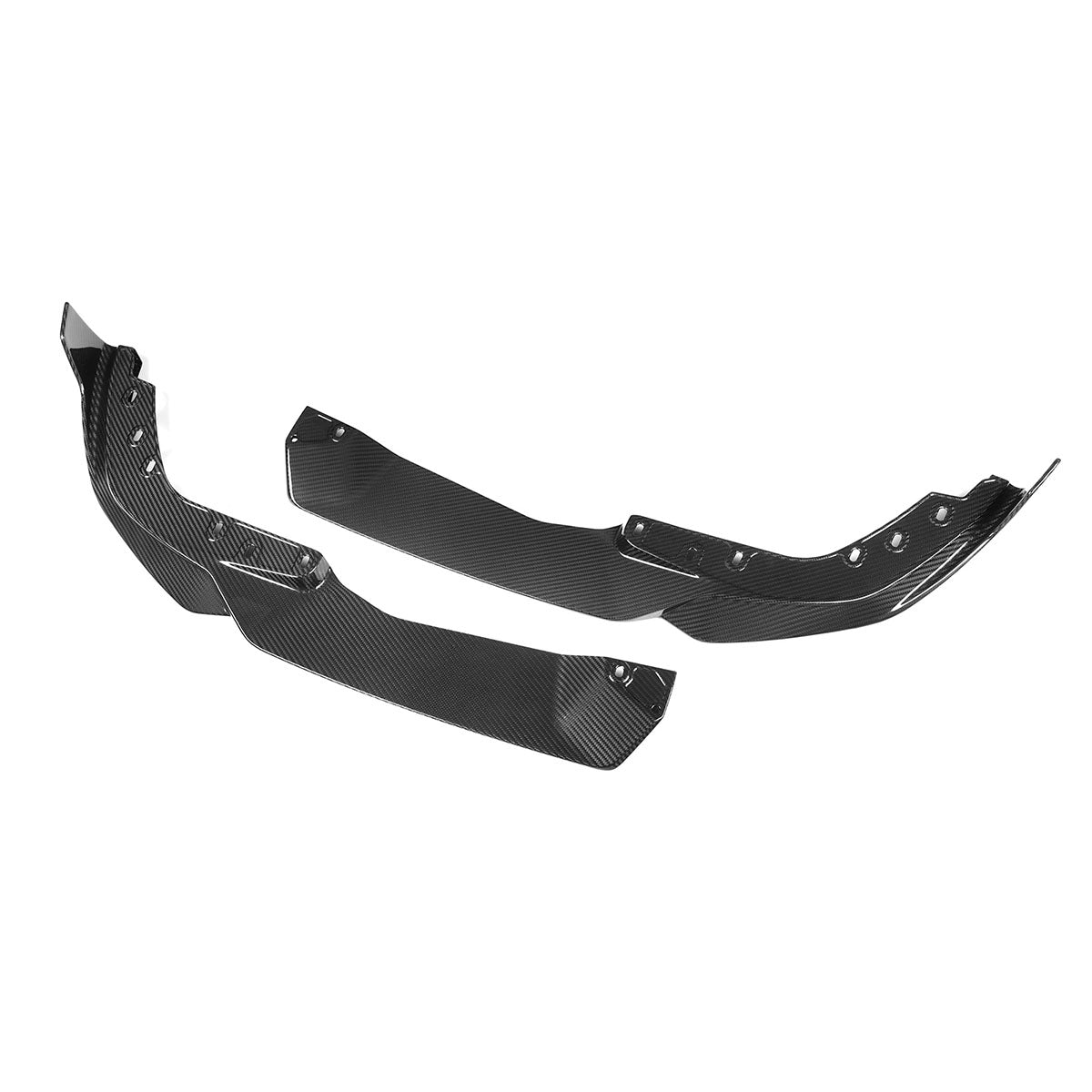 BMW G20 M340i M Sport front lip spoiler by K2 Industries in black, 2023-2025 model, two-piece M Performance design.