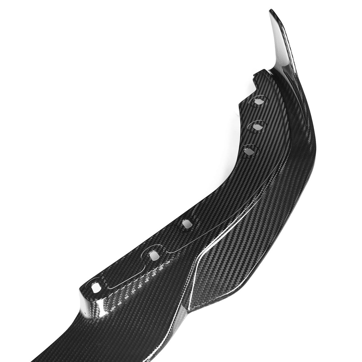Black BMW G20 M340i M Sport front lip spoiler, 2023-2025, by K2 Industries, showcasing its sleek aerodynamic design.
