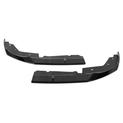 Black BMW G20 M Sport M340i front lip spoiler set by K2 Industries, sleek aerodynamic design for 2023-2025 models.