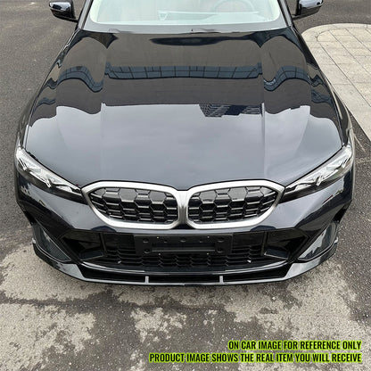 Black BMW G20 M Sport M340i front lip spoiler in 2-piece M Performance design by K2 Industries.