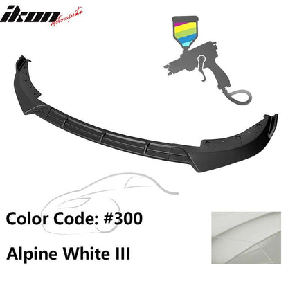 BMW G20 Sport Line 2019-2022 front bumper lip spoiler by K2 Industries, IKON Style, made of PP, with a sleek design and border detail.