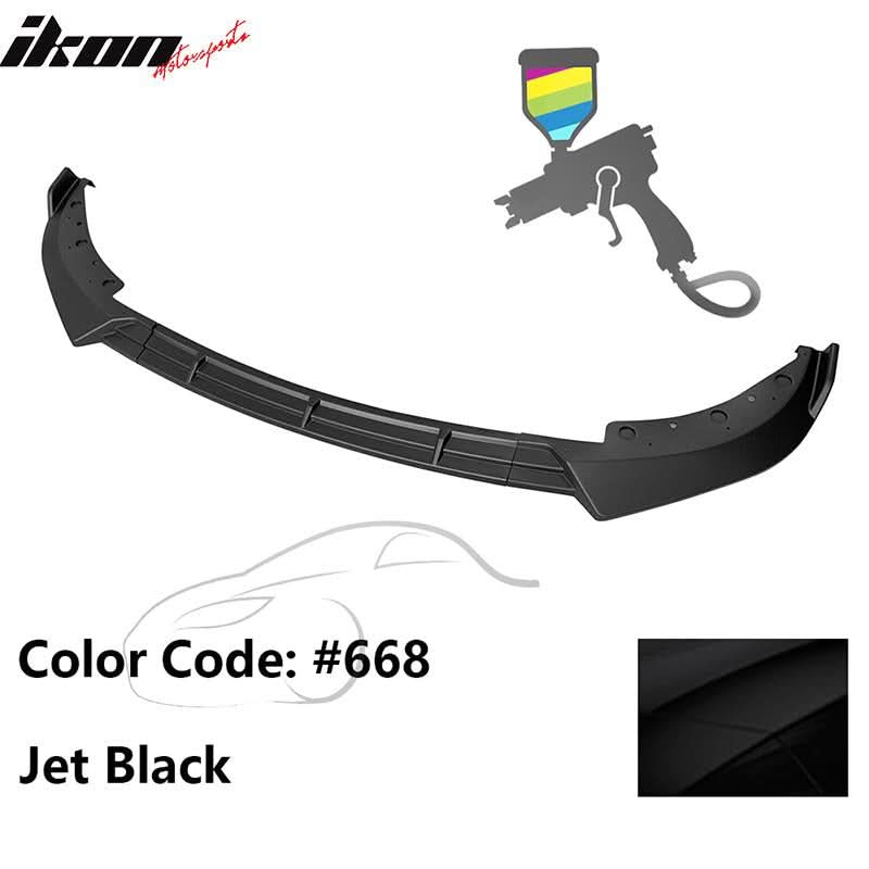 BMW G20 Sport Line front bumper lip spoiler in black PP, IKON Style 3-piece set by K2 Industries, close-up view.