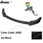 BMW G20 Sport Line front bumper lip spoiler in black PP, IKON Style 3-piece set by K2 Industries, close-up view.