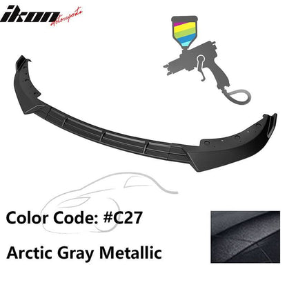 BMW G20 Sport Line 2019-2022 front bumper lip spoiler in black IKON style, made of durable PP by K2 Industries.