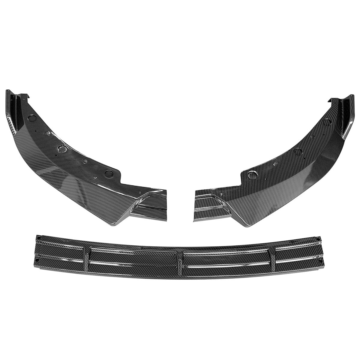 BMW G20 Sport Line 3-piece IKON style front bumper lip spoiler by K2 Industries, made of durable PP material.