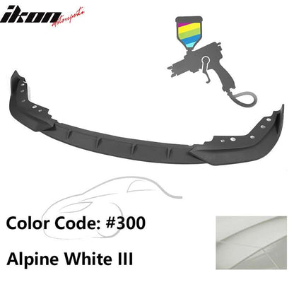 K2 Industries BMW G20 330i M Sport M340i front bumper lip spoiler in black polypropylene, designed for 2019-2022 models.