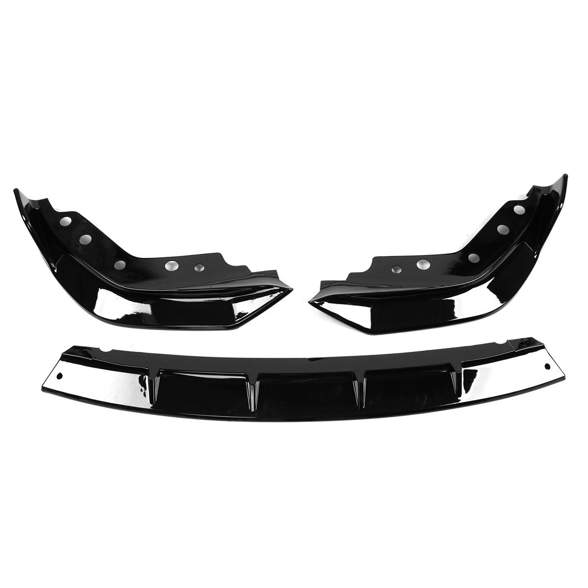 K2 Industries 2019-2022 BMW G20 330i M Sport M340i front bumper lip spoiler in black polypropylene on car.