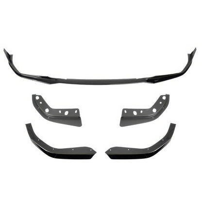 K2 Industries BMW G20 3 Series M-Tech M Sport front bumper lip spoilers, 5-piece set in black, designed for 2019-2022 models.
