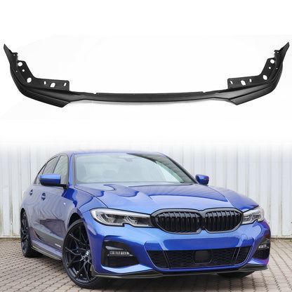K2 Industries M-Tech front bumper lip spoilers for BMW G20 3 Series M Sport, set of 5, black gloss finish.
