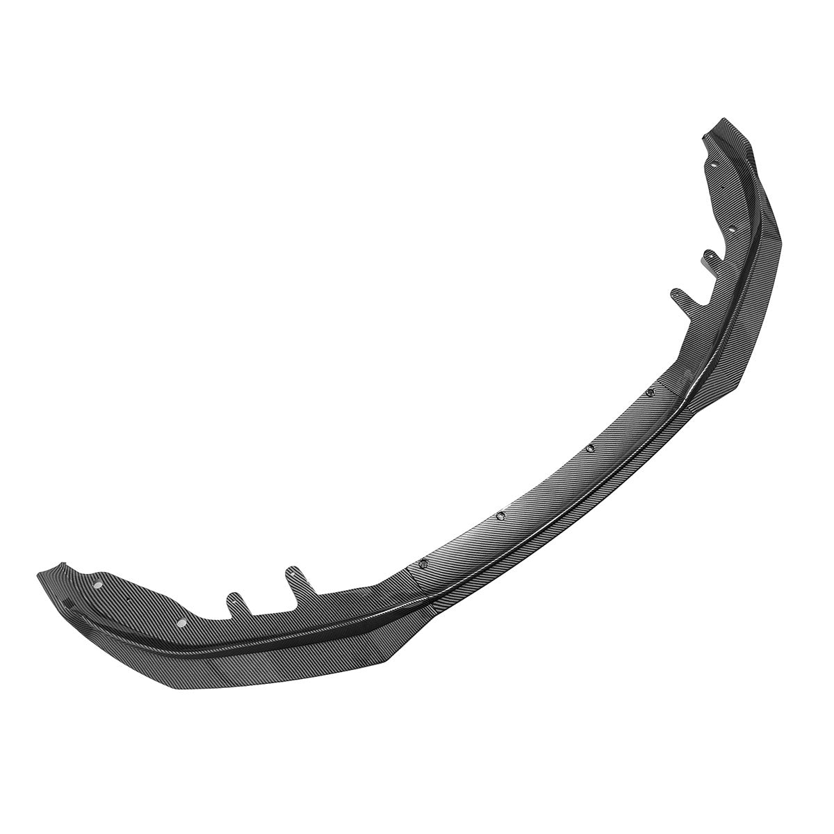 BMW G22 G23 4-Series M440i front bumper lip in black polypropylene by K2 Industries, shown installed on vehicle.