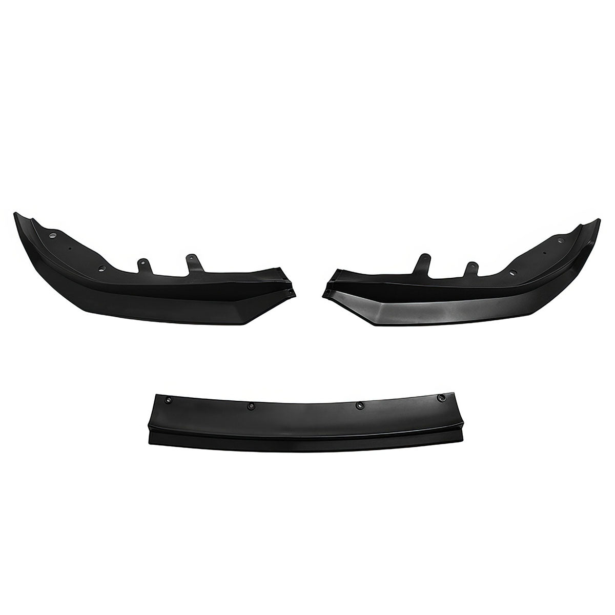 Black BMW G22 G23 M440i front bumper lip made of PP by K2 Industries, shown attached to the front of the vehicle.