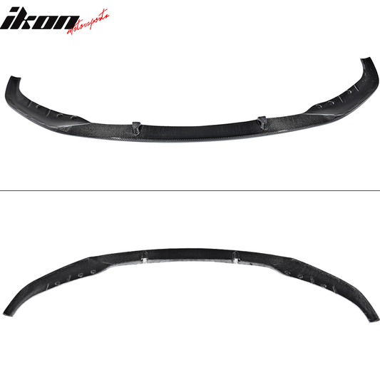 BMW G30 M-Tech M Sport front bumper lip spoiler set by K2 Industries, 3-piece carbon fiber with black border design.