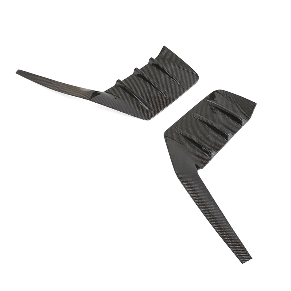 BMW G87 M2 rear side fins diffuser by K2 Industries, M Performance style, with carbon fiber finish and aerodynamic design.