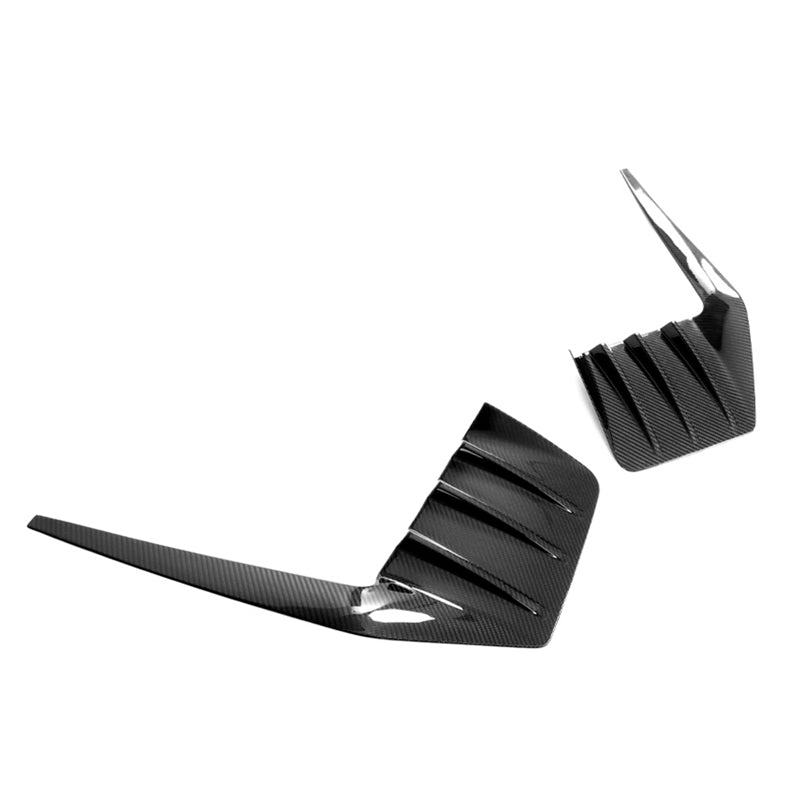 BMW G87 M2 2023-2024 rear side fins diffuser in M Performance style by K2 Industries, shown on the vehicle's rear side.