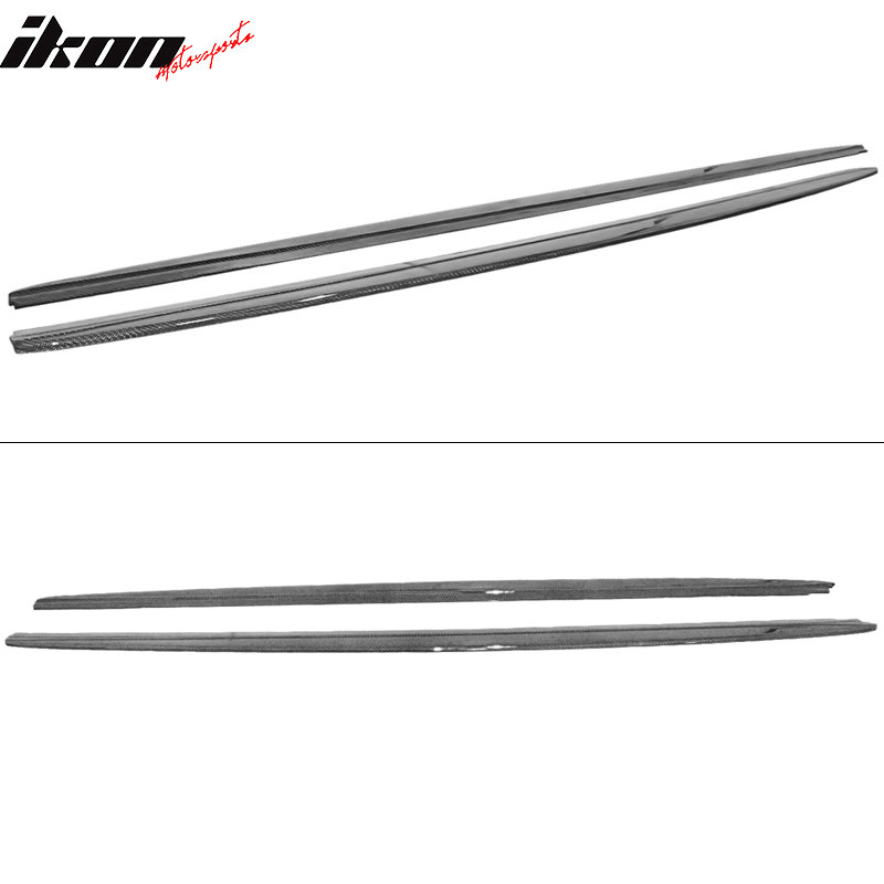 BMW G30 5 Series M-Tech side skirts by K2 Industries, sleek black carbon fiber design with side view and detailed finish.