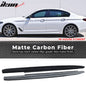BMW G30 5 Series M-Tech side skirts by K2 Industries, black with a sleek, aerodynamic design and side panel details.