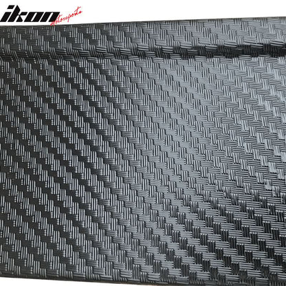 BMW E60 side skirts by K2 Industries with carbon texture finish, featuring a flat bottom line lip for a sleek, sporty look.