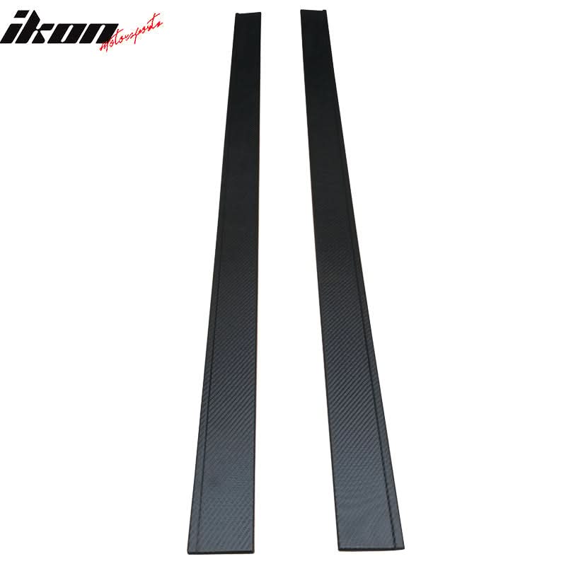 BMW E60 side skirts by K2 Industries with carbon texture, flat bottom line lip, designed for 2004-2010 BMW E60 models.