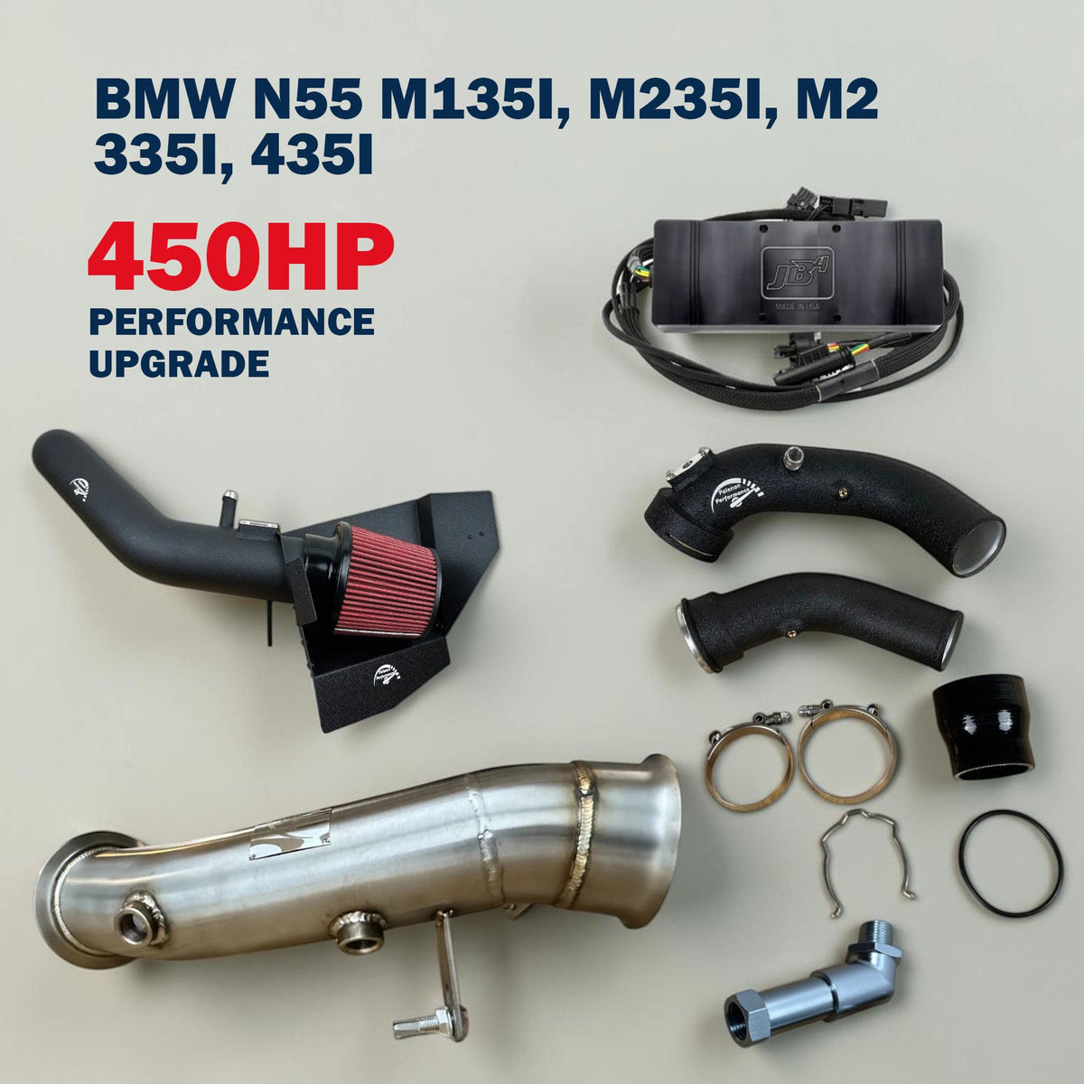Palenon Performance 450HP upgrade package for BMW N55 M135i, M235i, M2, 335i, 435i F chassis with AWD system.