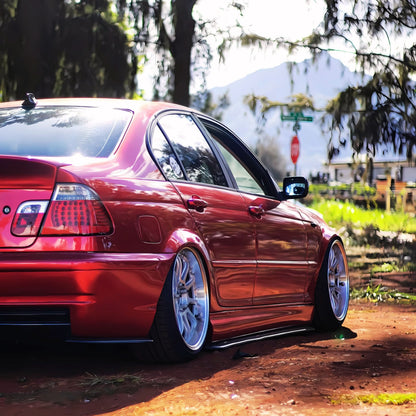 BMW e46 Sedan Series 3 CSL-inspired ducktail spoiler by K2 Industries, showcasing the sleek rear spoiler design for 1999-2005 models.