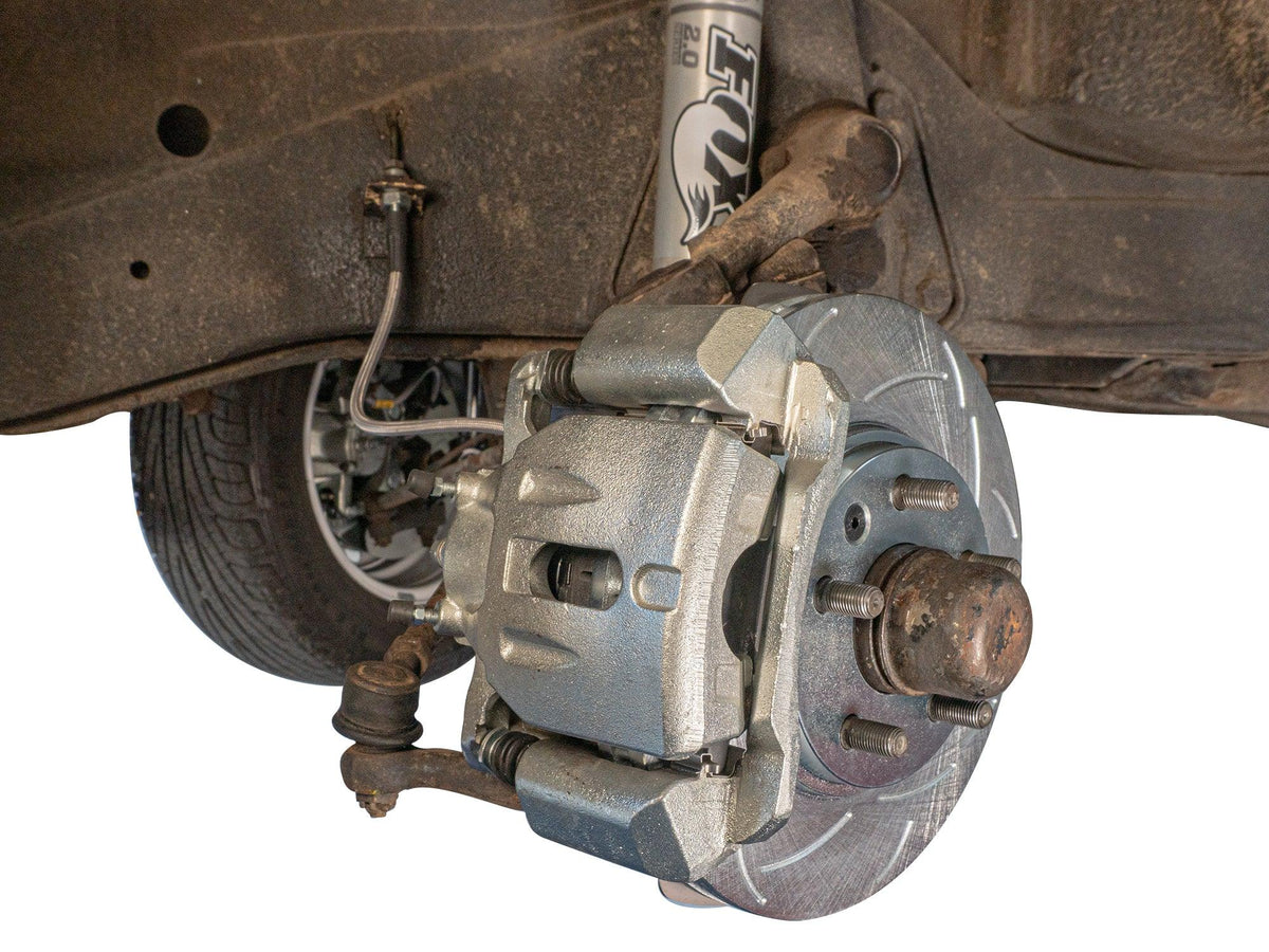 GoWesty Bigger Front Brakes for Late Bus and Early Vanagon showing detailed brake components on a neutral background.